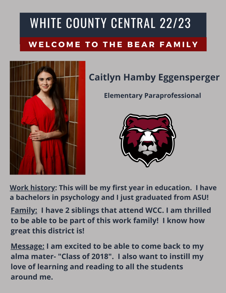 Welcome Caitlyn Hamby Eggensperger to WCC!