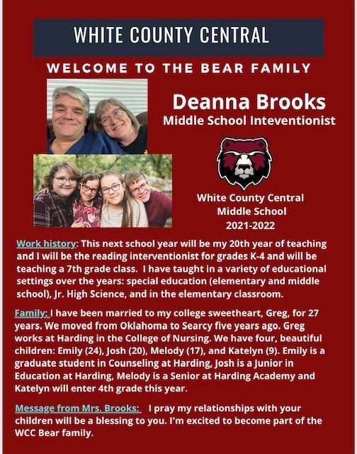 Welcome Mrs. Brooks!
