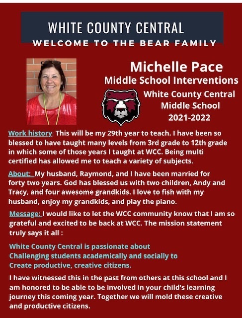Welcome Mrs. Pace!
