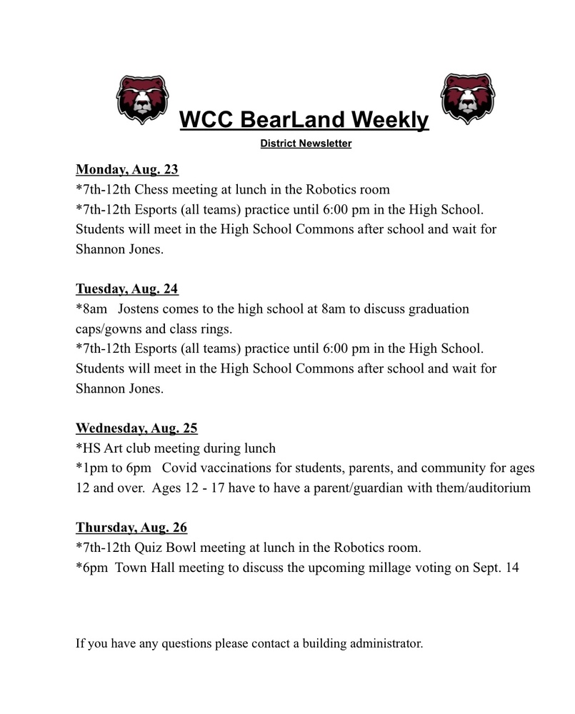 WCC District BearLand Weekly!