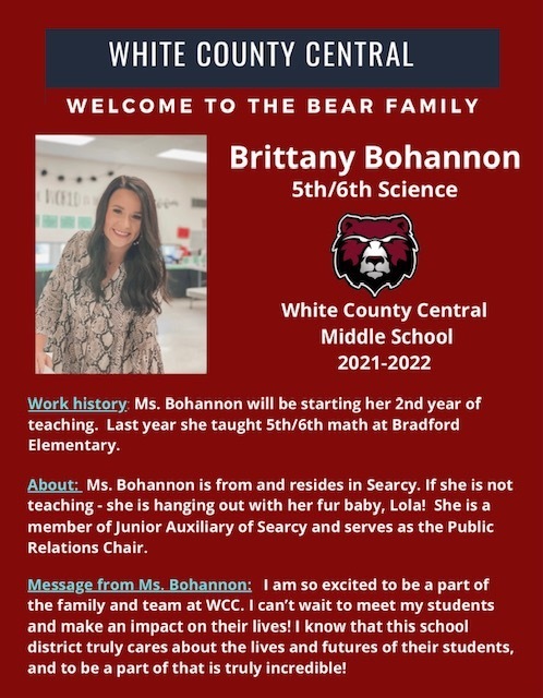 Welcome Ms. Bohannon!
