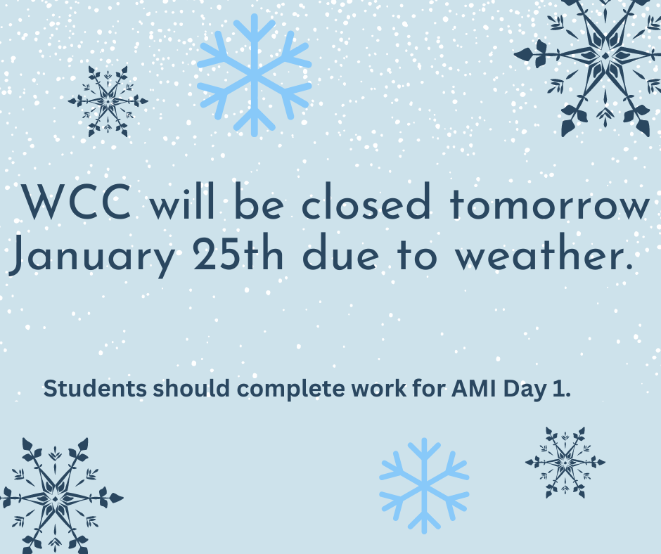 Due to inclement weather White County Central School District will be closed tomorrow Wednesday January 25. We will use AMI day 1.