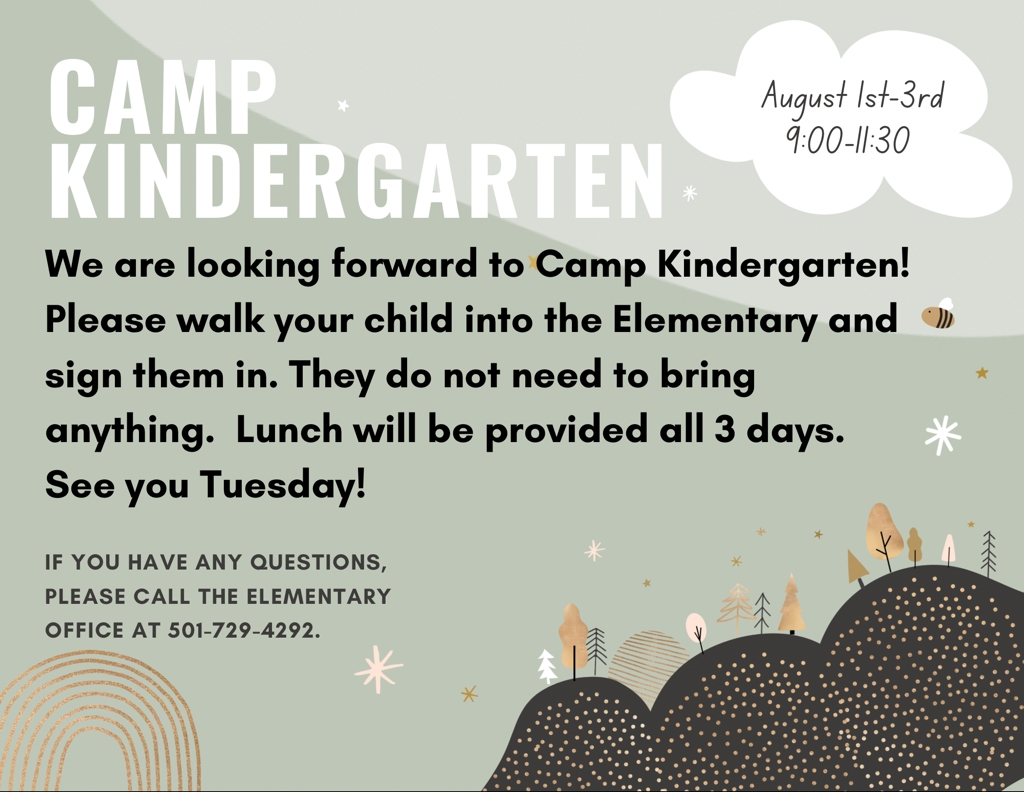 Kindergarten Camp August 1-3rd, 9-11:30